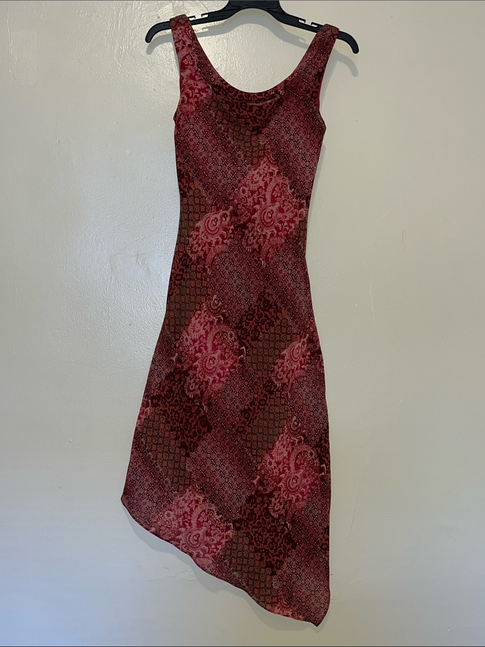 Sleeveless Burgundy Patterned Women’s Dress